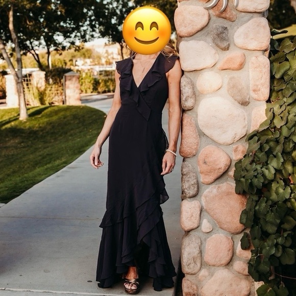 Lulus Dresses & Skirts - Lulus c/med collective Be About You Washed Navy Ruffled Asymmetrical Maxi Dress